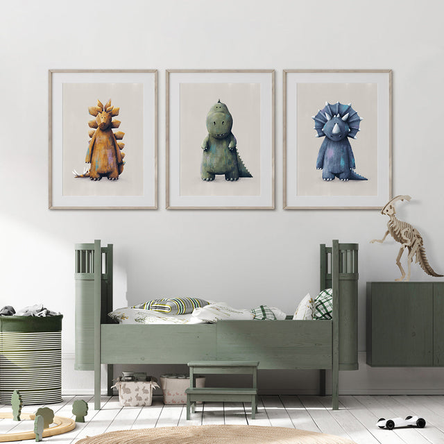 Tigercub Prints - Dinosaur Nursery Prints Set Of 3