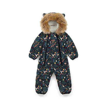 Toastie Fur Trim Quilted Cloud Onesie - Midnight Floral