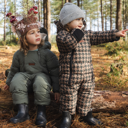 Toastie Quilted Snowsuit - Toffee Houndstooth