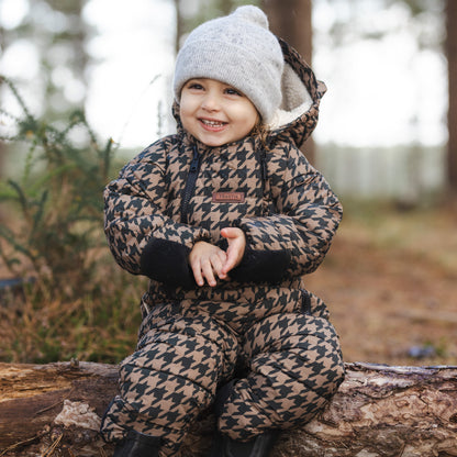 Toastie Quilted Snowsuit - Toffee Houndstooth