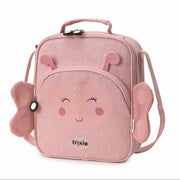 Pink lunch bag with butterfly face and wings
