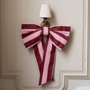 Christmas Hanging Bow - Bold Stripe Burgundy