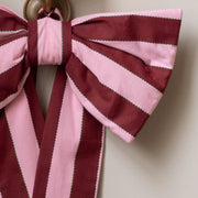 Christmas Hanging Bow - Bold Stripe Burgundy