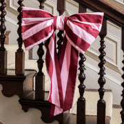 Christmas Hanging Bow - Bold Stripe Burgundy
