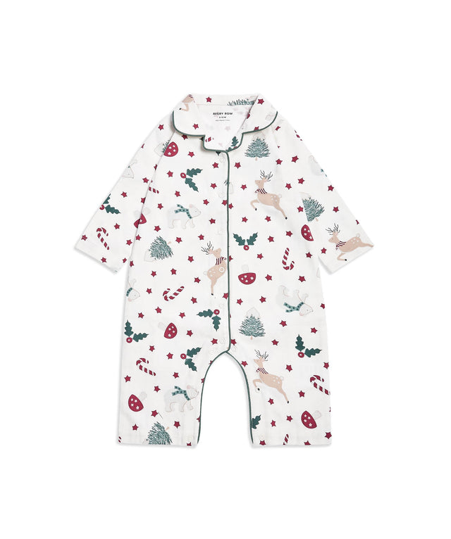 Avery Row Baby Flannel Sleepsuit - Christmas Carousel