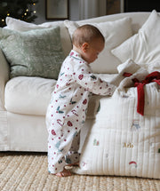 Avery Row Baby Flannel Sleepsuit - Christmas Carousel