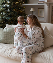 Avery Row Baby Flannel Sleepsuit - Christmas Carousel