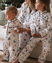 Avery Row Baby Flannel Sleepsuit - Christmas Carousel