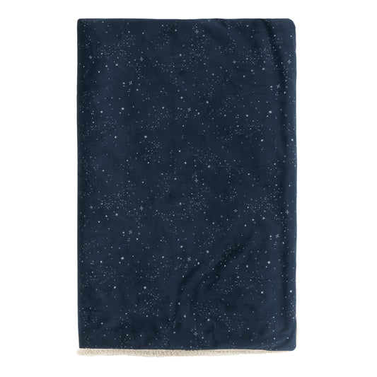 Nobodinoz Eco-Velvet Winter Blanket - Night Blue Silver Milky Way