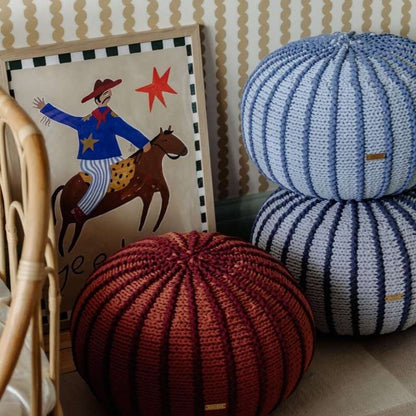 Zuri House Knitted Pouffe Ziggy - Denim Blue