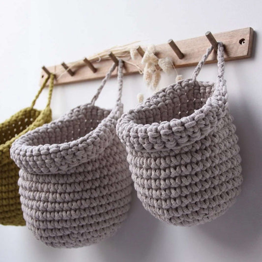 Zuri House Crochet Hanging Bags - Mocha