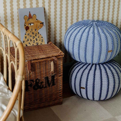 Zuri House Knitted Pouffe Ziggy - Denim Blue