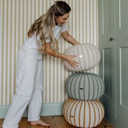 Zuri House Knitted Pouffe Ziggy - Light Olive