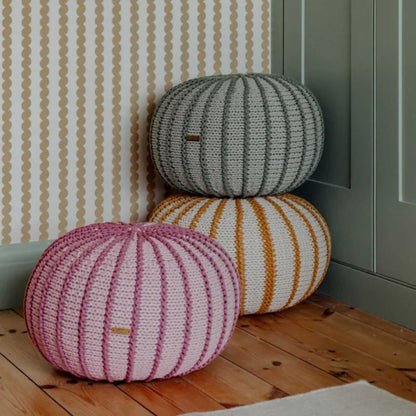 Zuri House Knitted Pouffe Ziggy - Light Olive