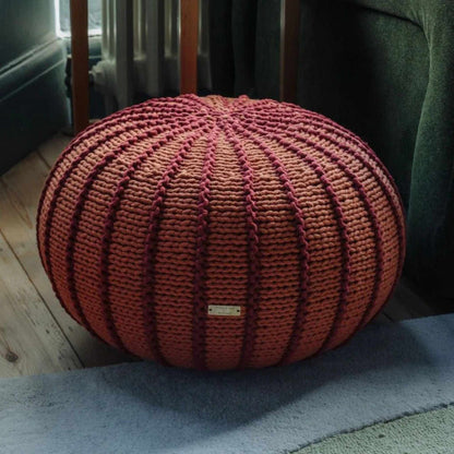 Zuri House Knitted Pouffe Ziggy - Terracotta