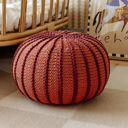 Zuri House Knitted Pouffe Ziggy - Terracotta