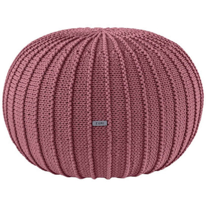 Zuri House Large Knitted Pouffe - Old Rose