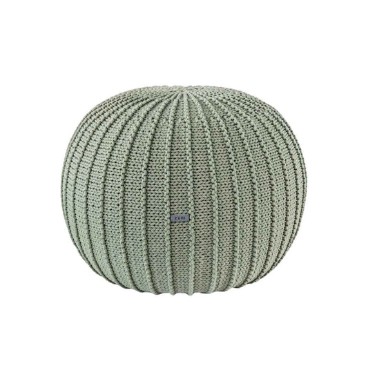 Zuri House Medium Knitted Pouffe - Light Olive