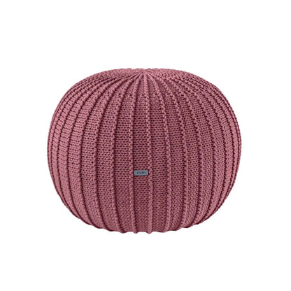 Zuri House Medium Knitted Pouffe - Old Rose