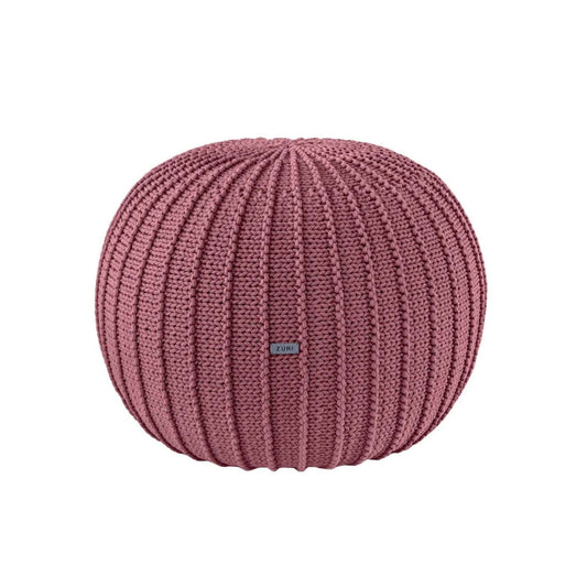Zuri House Medium Knitted Pouffe - Old Rose