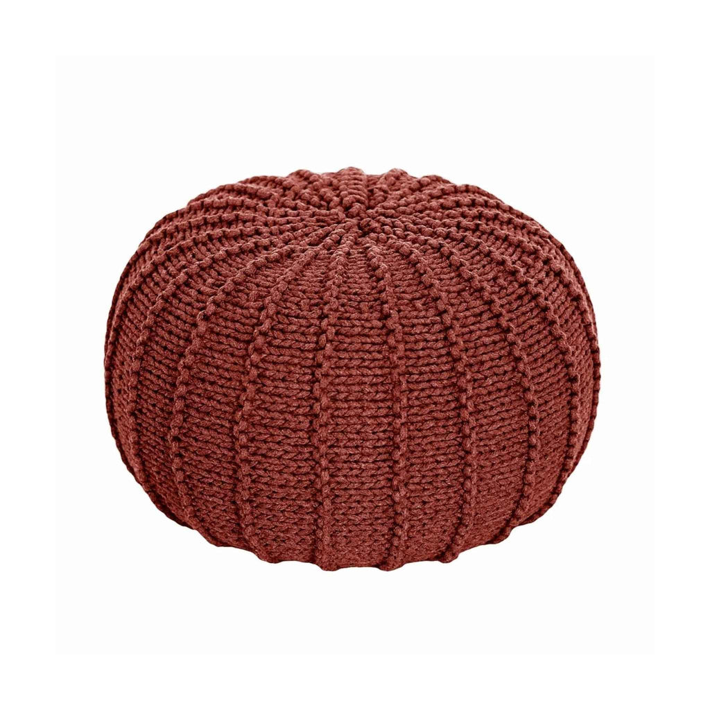 Medium Knitted Pouffe Terracotta
