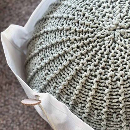 Zuri House Small Knitted Pouffe - Light Olive