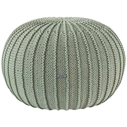 Zuri House Large Knitted Pouffe - Light Olive