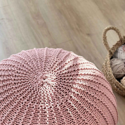 Zuri House Small Knitted Pouffe - Powder Pink