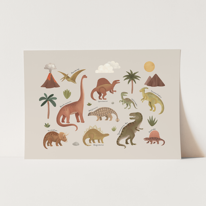 Kid Of The Village Dinosaurs Fine Art Print - Stone
