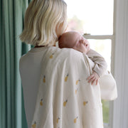 Ralphie Bear Large Muslin Swaddle - Pears