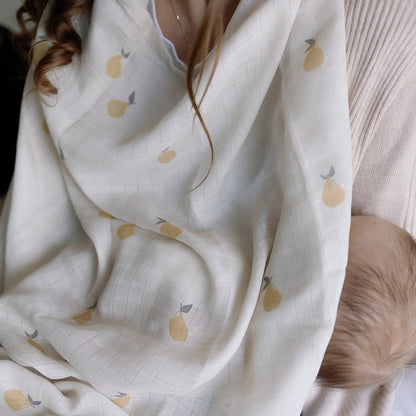 Ralphie Bear Large Muslin Swaddle - Pears