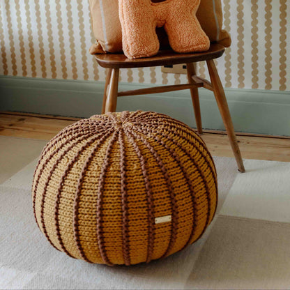 Zuri House Knitted Pouffe Ziggy - Cinnamon