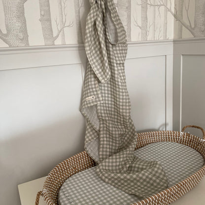 Ralphie Bear Large Muslin Swaddle - Gingham Sage