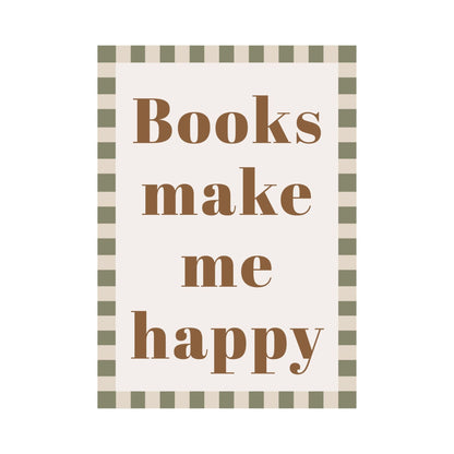 Autumns Corner Books Make Me Happy Art Print - Checkerboard Edition
