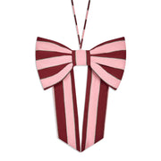 Christmas Hanging Bow - Bold Stripe Burgundy
