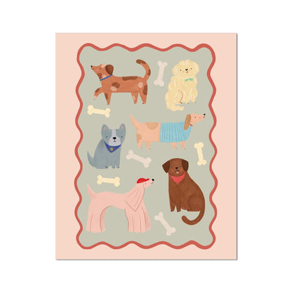 Kid of the Village Dogs Fine Art Print - Sage, Pink