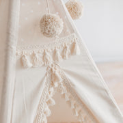 MiniCamp Boho Kids Teepee with Tassels - Ecru