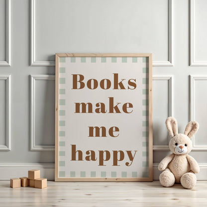 Autumns Corner Books Make Me Happy Art Print - Checkerboard Edition
