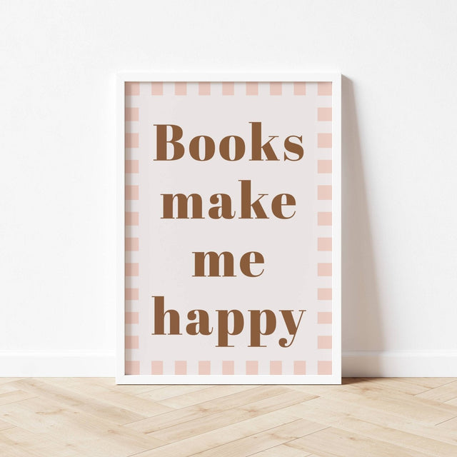 Autumns Corner Books Make Me Happy Art Print - Checkerboard Edition