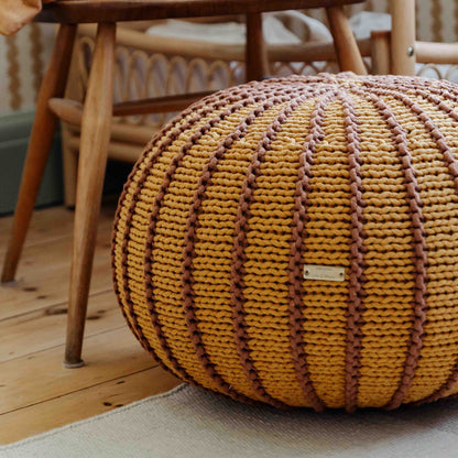 Zuri House Knitted Pouffe Ziggy - Cinnamon
