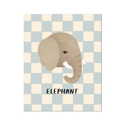 Kid of the Village Elephant Fine Art Print - Blue