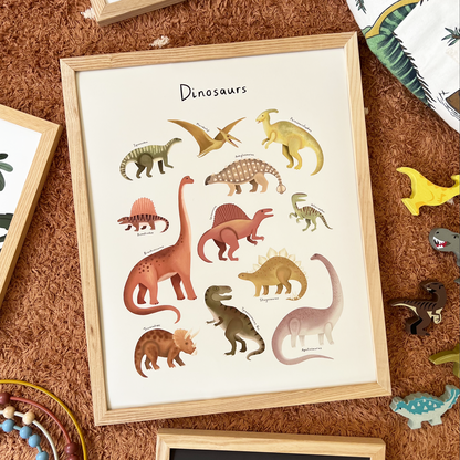 Kid of the Village Dinosaur Chart Fine Art Print - Stone