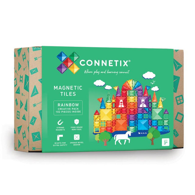 Connetix Magnetic Tiles 102 Piece Rainbow Creative Pack
