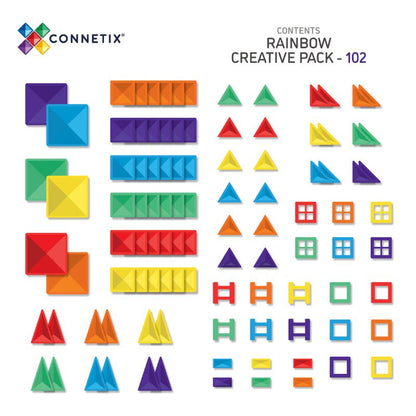 CONNETIX Magnetic Tiles 102 Piece Rainbow Creative Pack