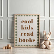 Autumns Corner Cool Kids Read Books Art Print - Checkerboard Edition