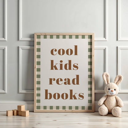 Autumns Corner Cool Kids Read Books Art Print - Checkerboard Edition