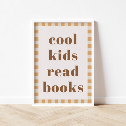 Autumns Corner Cool Kids Read Books Art Print - Checkerboard Edition