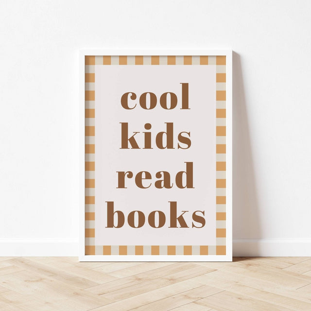 Autumns Corner Cool Kids Read Books Art Print - Checkerboard Edition