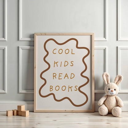 Autumns Corner Cool Kids Read Books Art Print - Wavy Edition