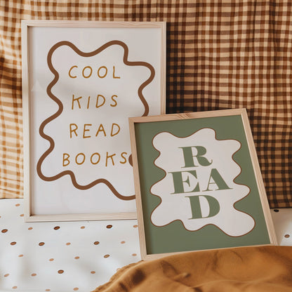 Autumns Corner Cool Kids Read Books Art Print - Wavy Edition